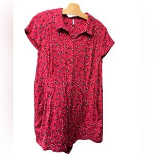 Free People Womens Derby Dot Red Playsuit Romper Size L